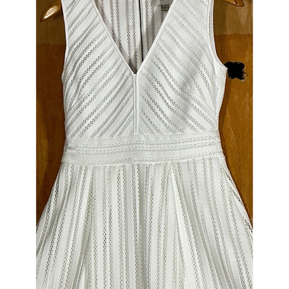 NWT J Crew White Eyelet Lace V Neck Sleeveless Fit Flare Midi Dress Coastal 0 0 - Picture 7 of 14